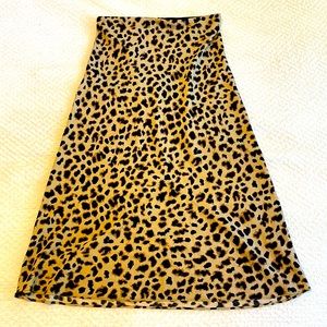 Express Satin Leopard Midi Skirt - Size S